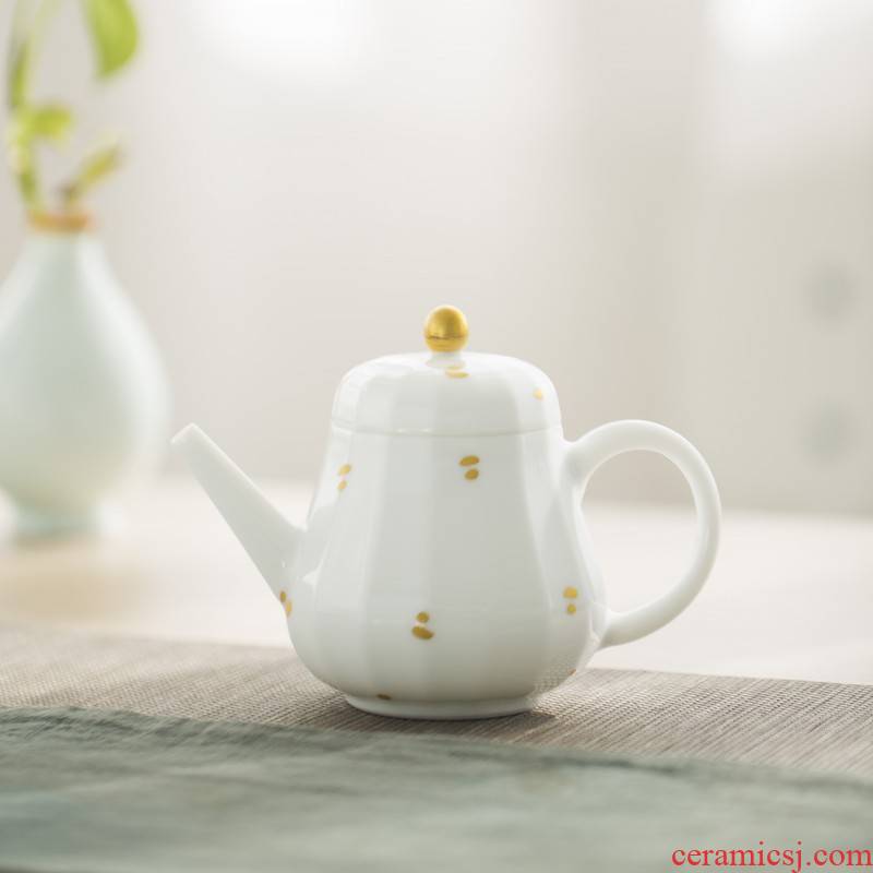 Jingdezhen sweet white glazed see manual kung fu tea pot single pot of gold household kung fu little teapot tea utensils