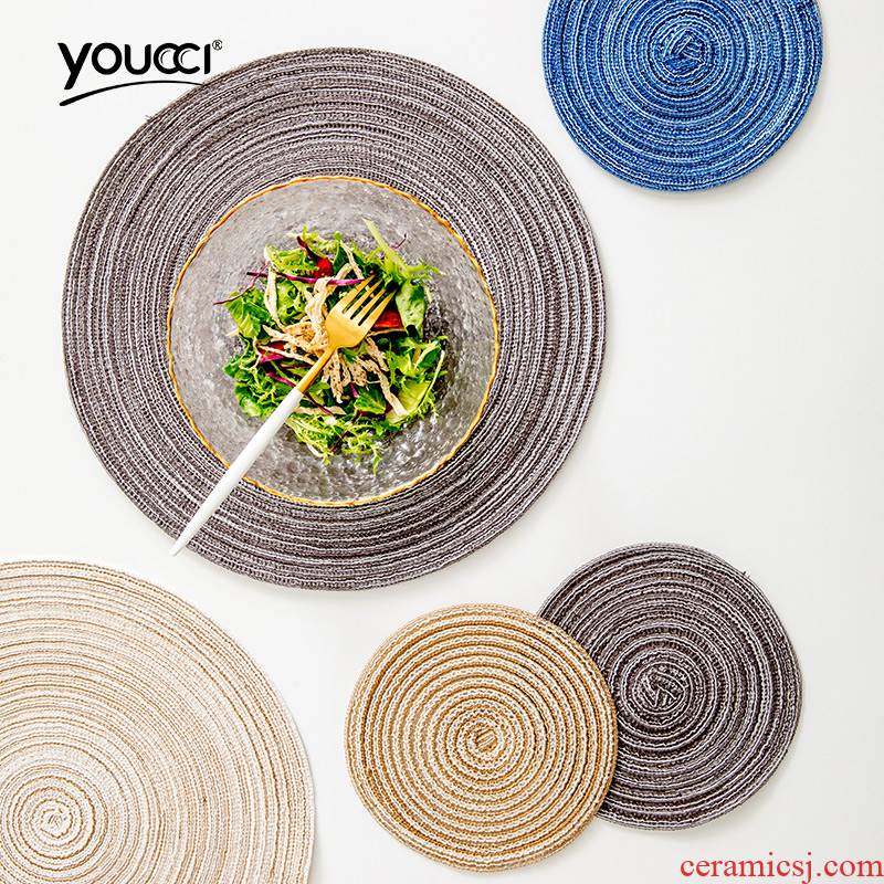 Youcci porcelain Japanese table mat leisurely household ramie pot insulation mat mat cup mat bowl plate mat circular western - style food