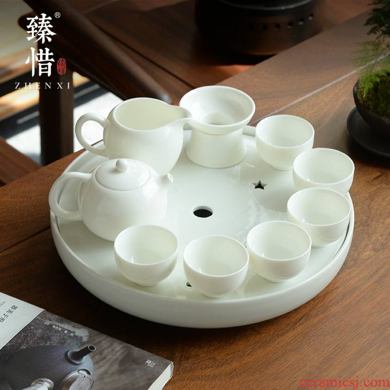 Precious little white porcelain of China be contracted mini household utensils suit Japanese work travel package ceramic kung fu tea set