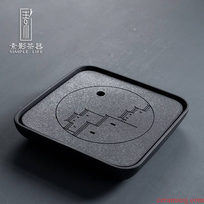 Plain film creative ceramic tray square ground water home embedded water tea in south China sea wind
