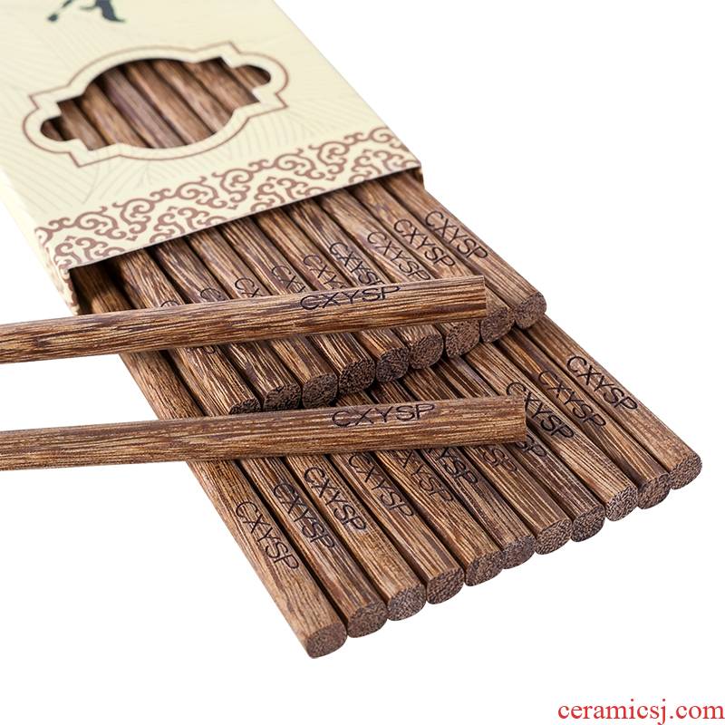Porcelain show source wings 10 pairs of wooden chopsticks suit household of Chinese style without lacquer idea for redwood health solid wood tableware