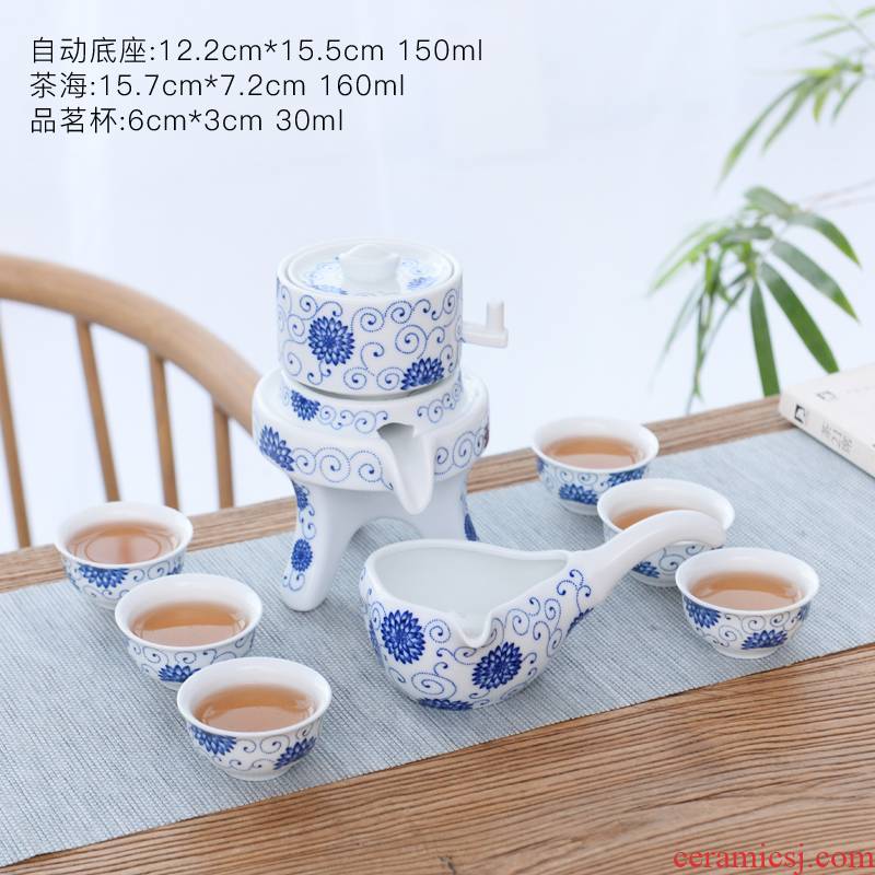 Coarse ceramic tea set home stone mill creative ceramic teapot kung fu tea cup half full automatic lazy people