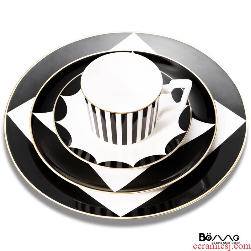 The Nordic matte enrolled, black and white stripes up phnom penh ipads porcelain tableware club coffee cup mock up room decoration soft decoration plate of sell like hot cakes