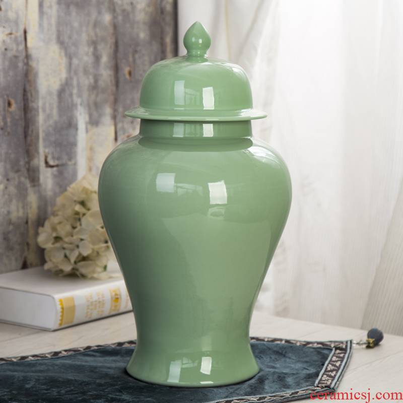 Jingdezhen ceramics general celadon pot vase example room sitting room of the new Chinese style household soft adornment is placed