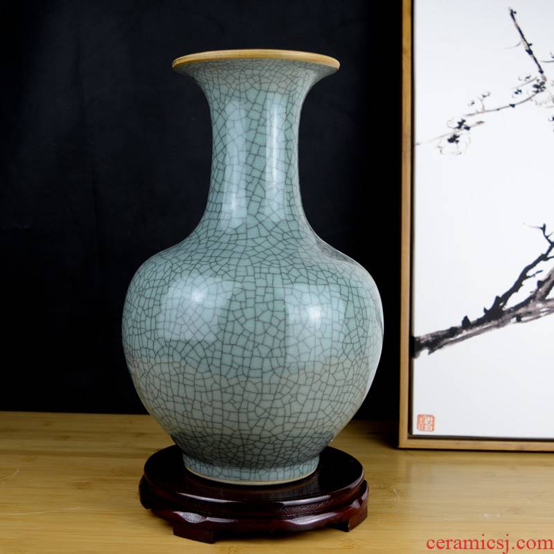 Chinese style restoring ancient ways of jingdezhen ceramics green glaze vase sitting room porch rich ancient frame home decoration handicraft furnishing articles