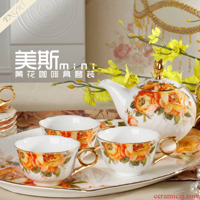 Mae glaze ceramic coffee set of prestige in afternoon tea tea sets of household ceramic coffee cups and saucers spoon gift box