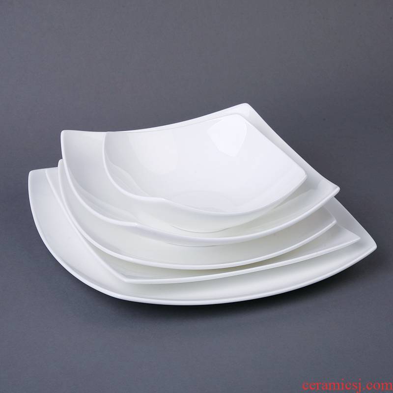 Pure white ipads porcelain child creative irregular household use of western - style tableware microwave plate pasta dish