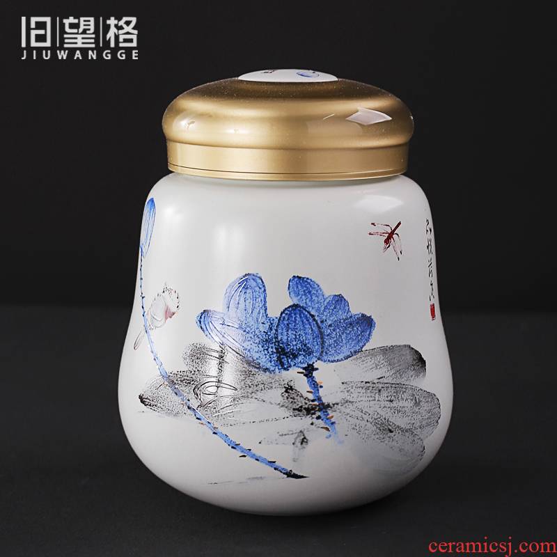 Old &, blue and white porcelain large white gourd shape caddy fixings ceramic seal storage tanks in bulk black tea tea pot