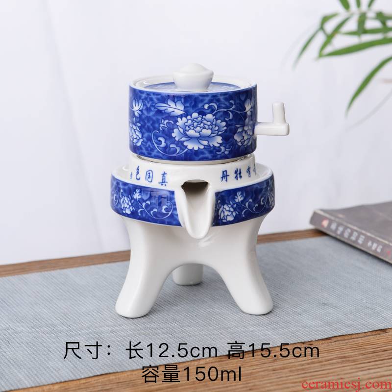Coarse ceramic tea set home stone mill creative ceramic teapot kung fu tea cup half full automatic lazy people