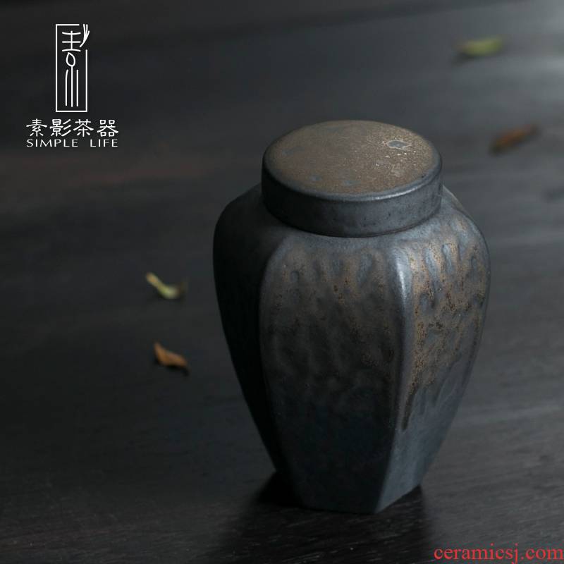 Restoring ancient ways, shadow gold caddy fixings ceramic storage POTS trumpet the seal pot tea tea accessories warehouse by hand