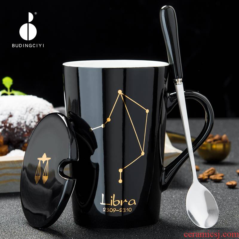Creative move with cover glass ceramic keller spoon tide lovers ultimately responds a cup of coffee cup men 's and women' s cup