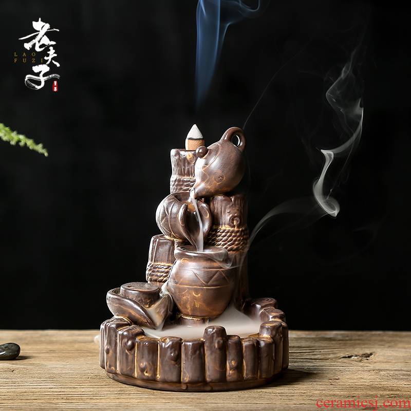 The professor put back The clock censer household indoor aroma stove tower present ceramic and creative furnishing articles there are incense smoke