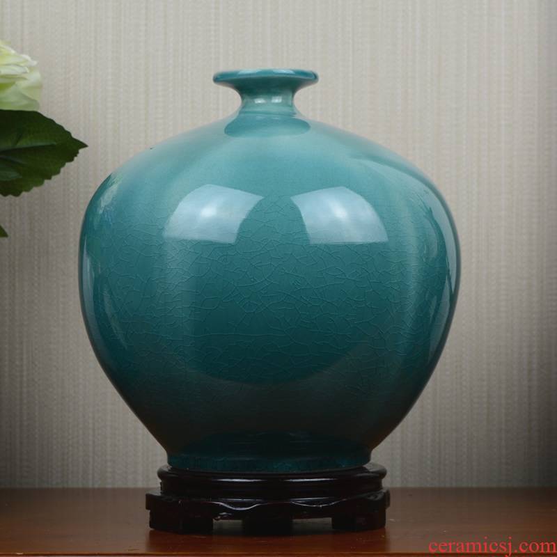Jingdezhen ceramic vase blue creative ice crack European example room sitting room flower arranging household soft adornment is placed