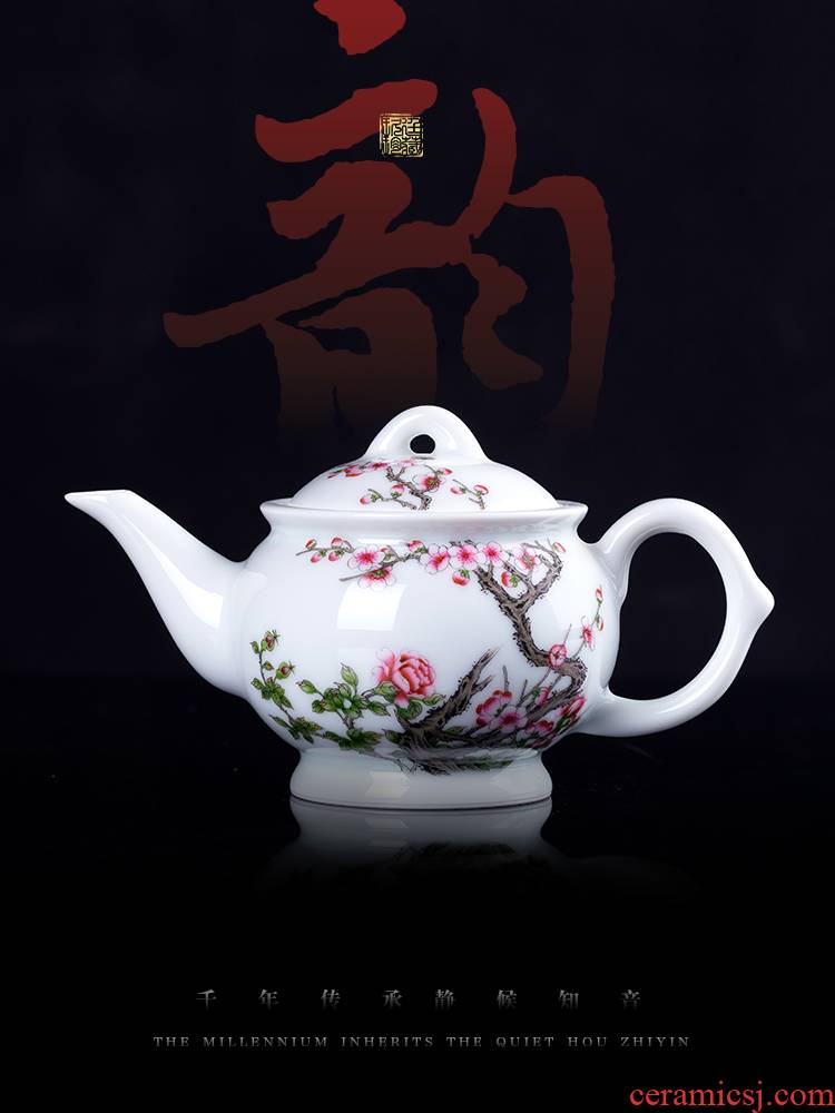 About Nine katyn manual jingdezhen ceramics single pot hand - made peach blossom put kung fu tea powder enamel teapot large capacity