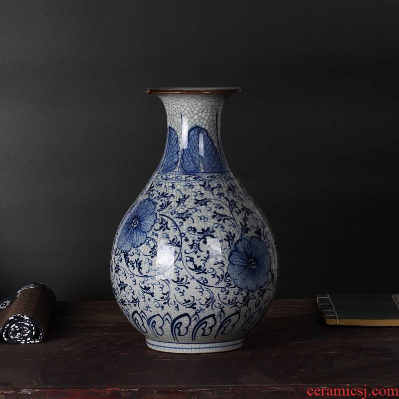 Jingdezhen ceramics hand - made cracks under glaze color porcelain glaze antique up vases, antique furnishing articles okho spring bottle