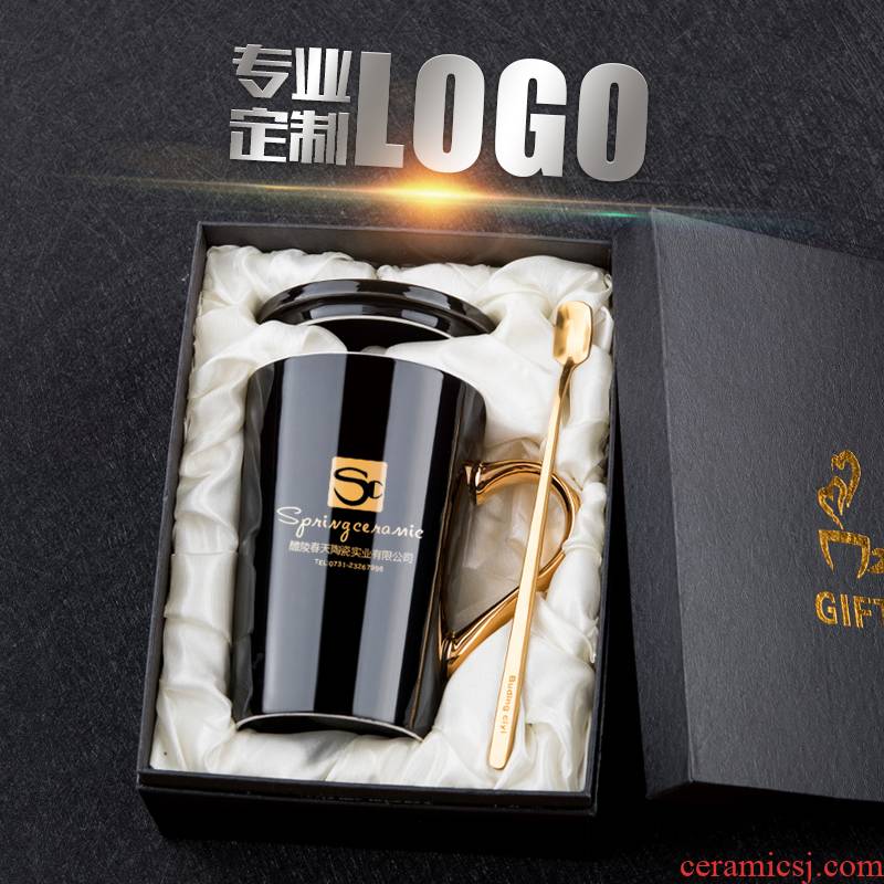 European creative paint glass printing enterprise advertising gift mugs customize LOGO ceramic cup cup