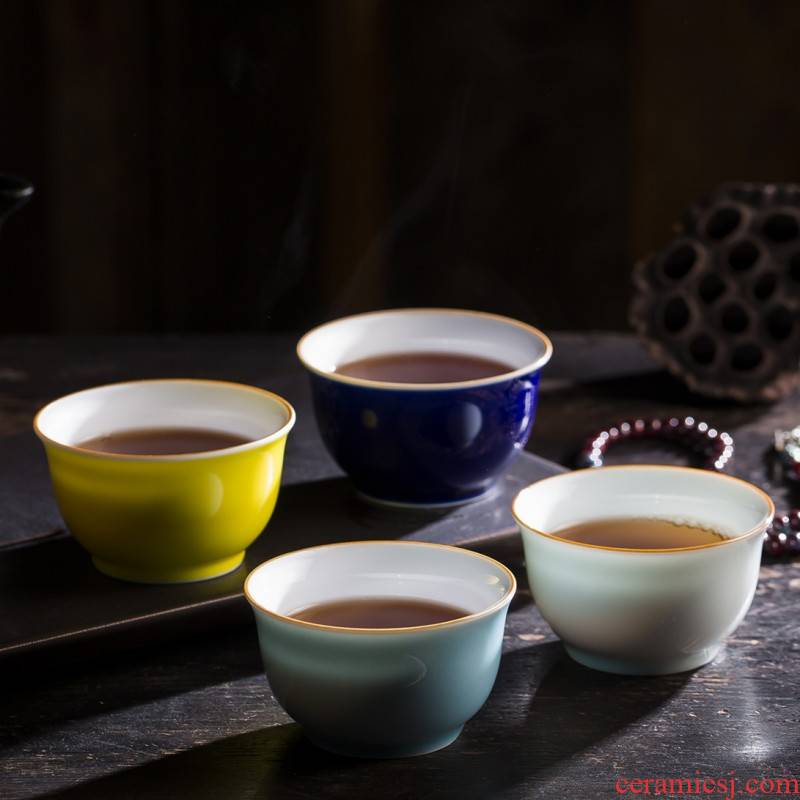 Jingdezhen ji blue master cup of Jingdezhen ceramic cups manual hand big double - sided glaze cup
