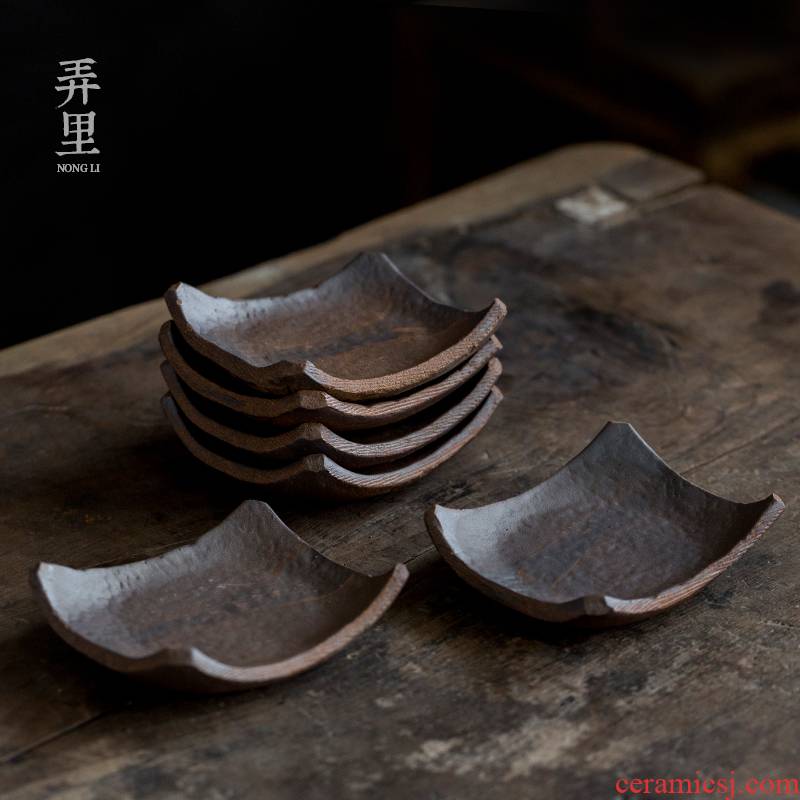 Firewood coarse pottery cup ceramic kung fu tea tea accessories insulation vintage Japanese manual cup mat mat