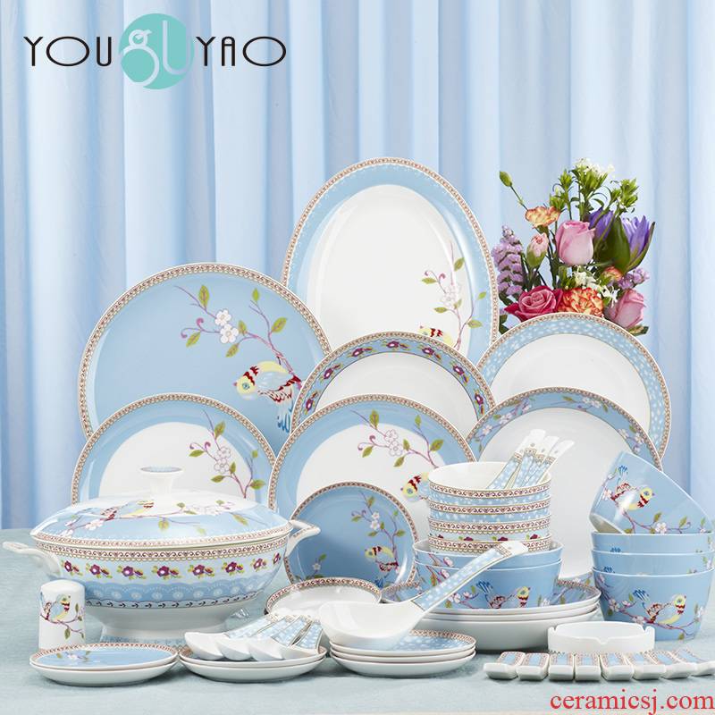 Ipads China porcelain dishes suit Chinese style household Korean creative porcelain express bowl chopsticks tableware special move