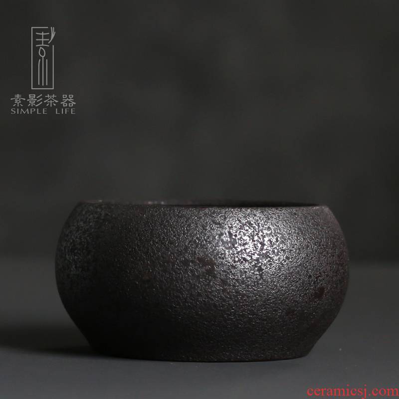 Plain film rust glaze large tea wash to retro creative coarse pottery kung fu tea set small ceramic meng thickening washing water