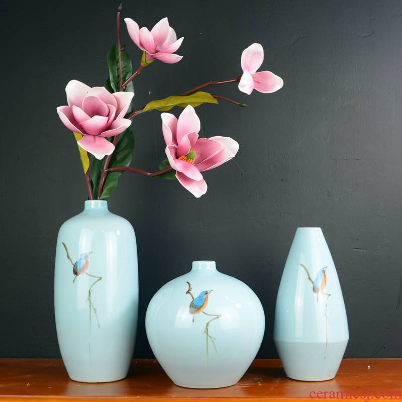 Jingdezhen ceramic new Chinese vase furnishing articles sitting room dry flower arranging flowers household soft adornment green China arts and crafts