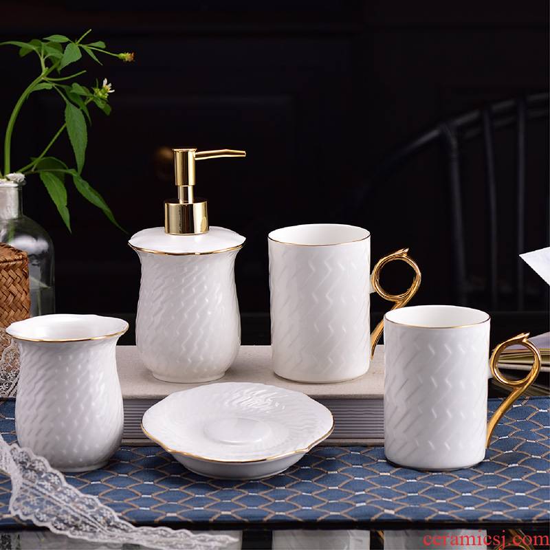 The Set ou shi wei yu five gargle for wash gargle cup ceramic bathing suit high - end bathroom supplies wedding gifts