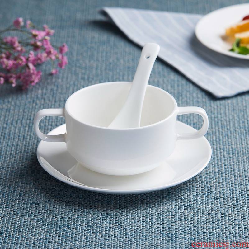 Ears small ceramic bowl dessert bowl of soup bowl soup cup thick soup bowl of jingdezhen ceramic tableware
