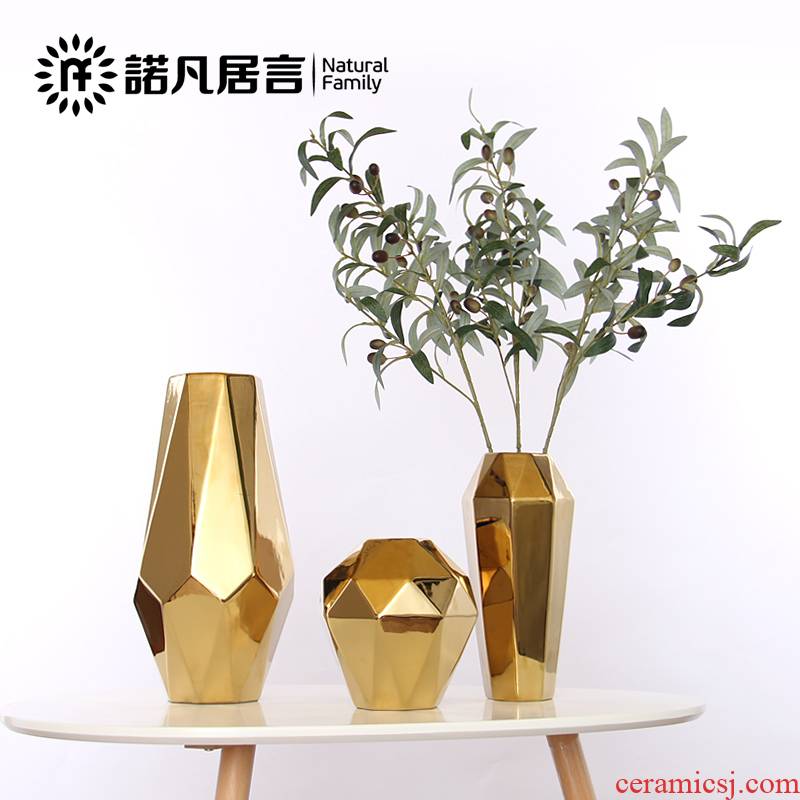 Modern ceramic arts and crafts beautiful European creative living room decoration to the hotel villa furnishing articles TV ark, golden geometry