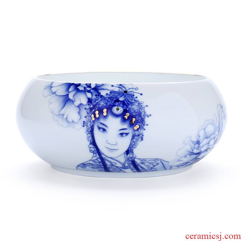 Xin yi yuan kung fu tea accessories hydroponic flower pot large blue and white porcelain ceramic tea cups to wash bath of Peking Opera