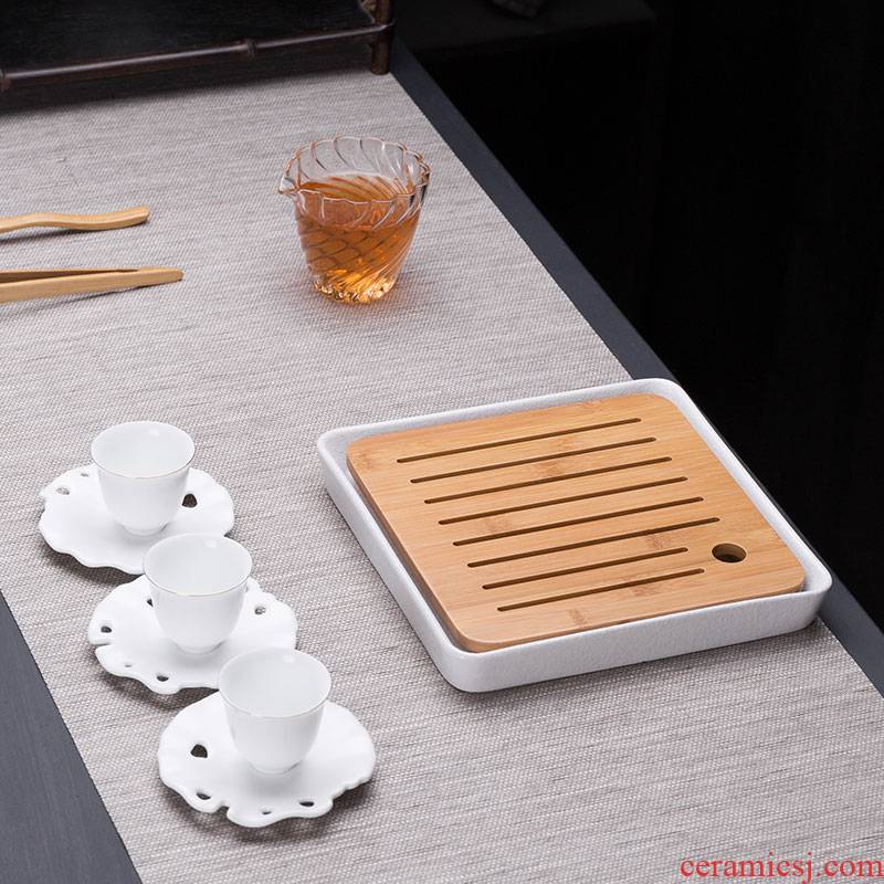 Repeatedly popular square Japanese contracted dry terms plate of bamboo kung fu tea tray tea storage plate of household ceramic tea tray