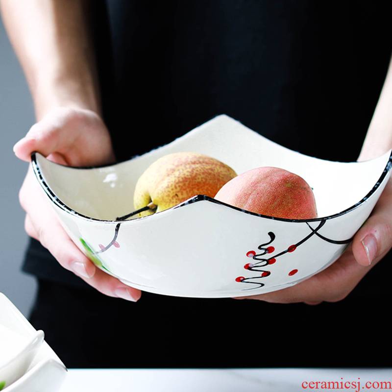Vegetarian dishes treasure bowl of ceramic bowl creative household utensils Japanese 7.5 inch plate deep dish hand - made of ceramics