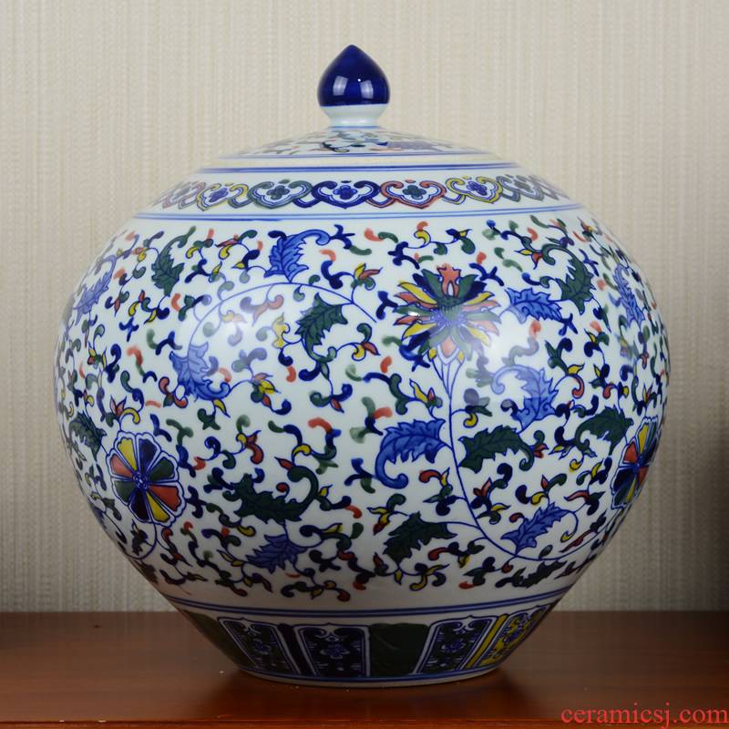 Jingdezhen ceramics sitting room color blue and white porcelain vase general large pot home furnishing articles restoring ancient ways