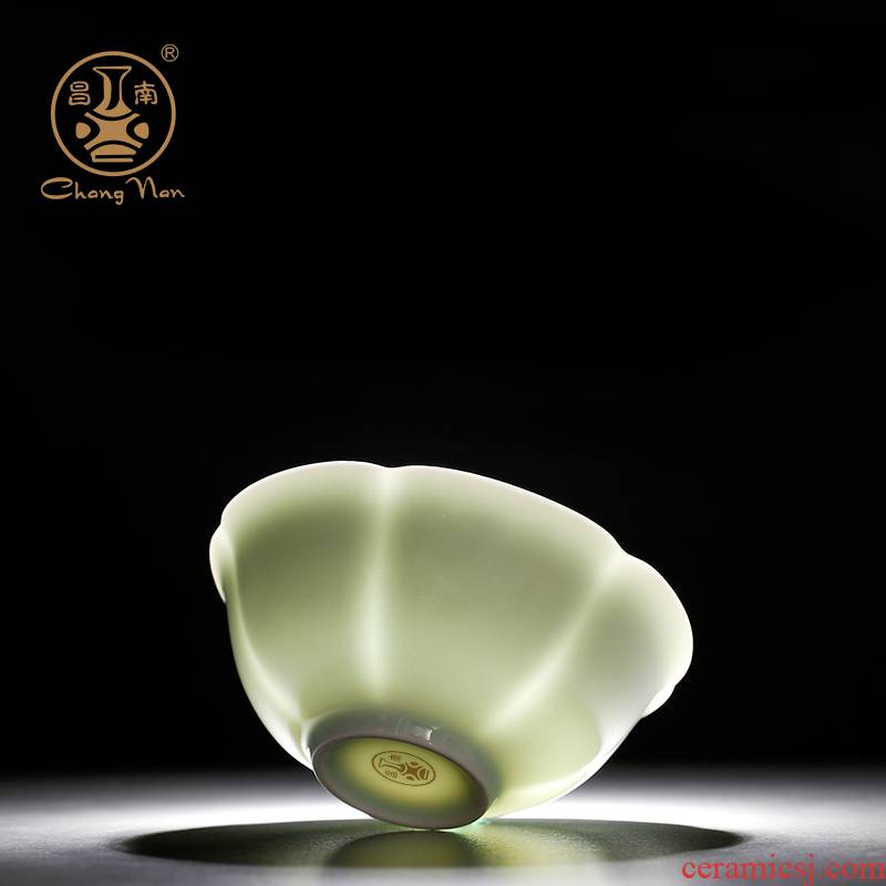 Chang south jingdezhen shadow green pure color ceramic tableware carved dishes household jobs rainbow such as bowl dish plate heat insulation bowl set