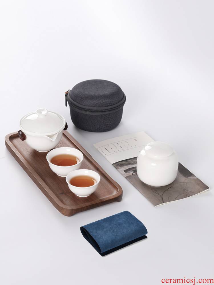 MaiTao dehua white porcelain cup to crack a pot of two cups of portable travel kung fu tea set the teapot teacup tea pot