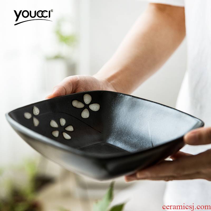 Youcci porcelain Japanese leisurely 7 inch ceramic bowl creative ceramic tableware salad bowl home four cold dish bowl