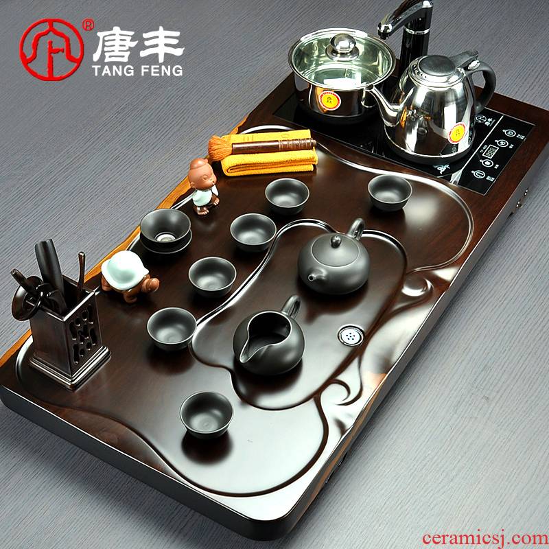 Tang Feng ebony wood tea tray composite parts are it kung fu tea set home four unity of electric furnace