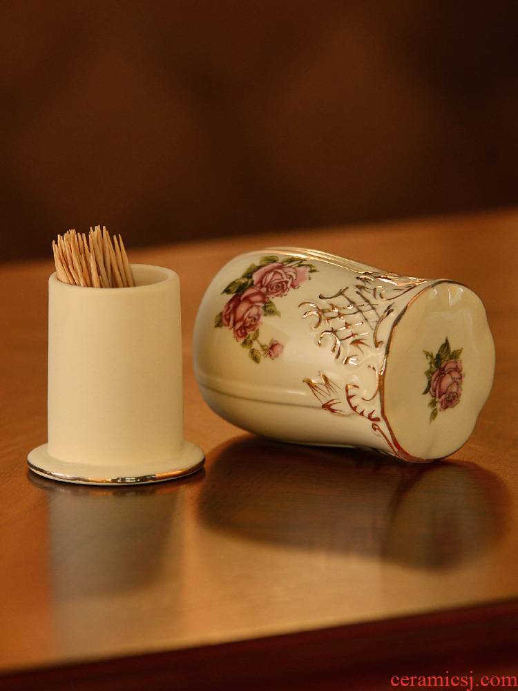 Ceramic toothpicks extinguishers European - style toothpick box of creative portable toothpicks can swab box hotels sitting room household to household