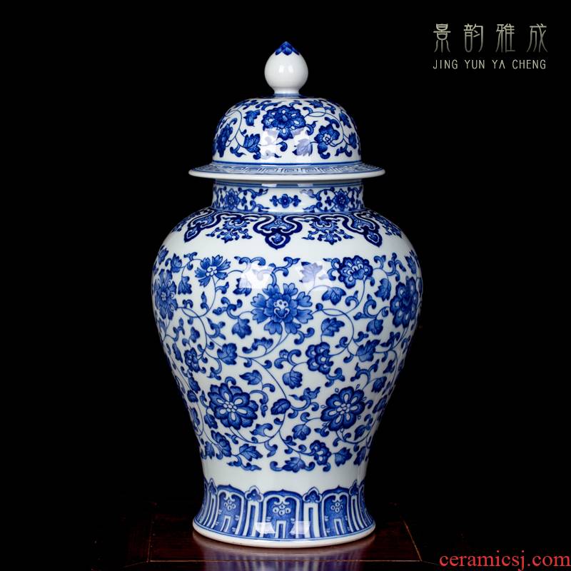 Jingdezhen ceramic general pot of blue and white porcelain vase large creative zen antique art restores ancient ways ikea floral outraged