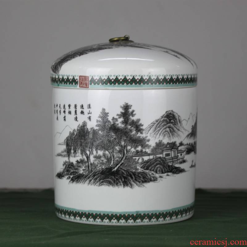 Jingdezhen ceramic large color ink caddy fixings POTS sealed tank receives puer tea cake storage jar storage tanks