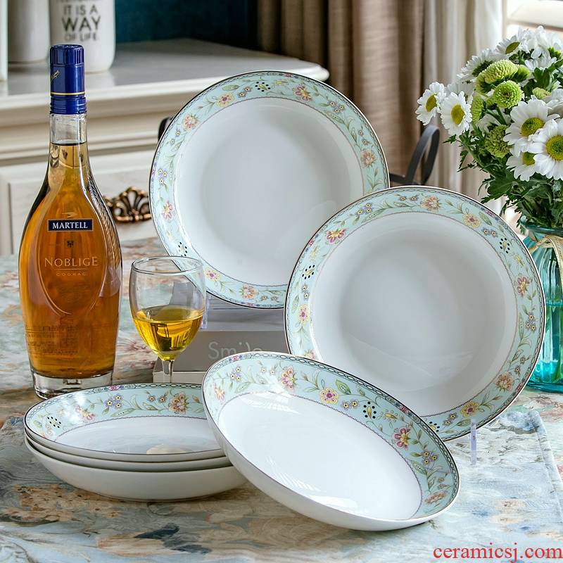 Creative dish dish dish of household ceramic plate round steak dinner plate European - style dumplings plate ipads porcelain tableware