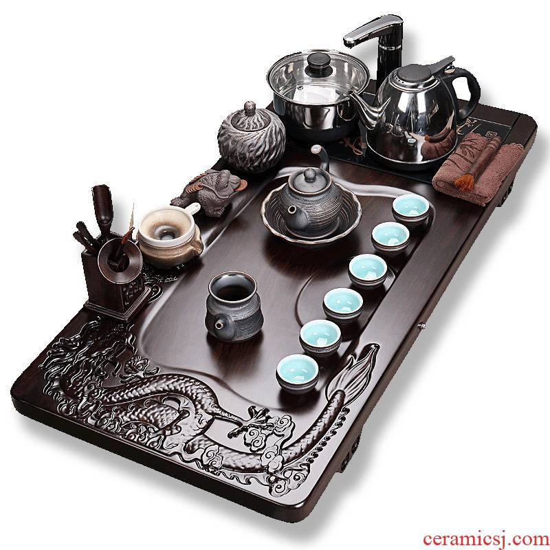 Xin arts margin ebony wood tea tray kunfu tea sea purple sand tea set four unity of a complete set of tea cups elder brother up