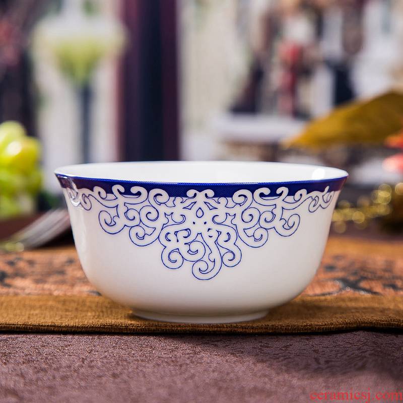 Gardenia household ipads porcelain tableware suit Chinese bowl dish dish run small blue - and - white bowl dish of healthy environmental protection