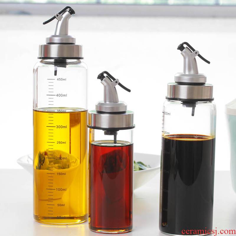 North house ceramics creative transparent glass leakproof oil can oil seasoning bottle of soy sauce vinegar bottles home kitchen supplies