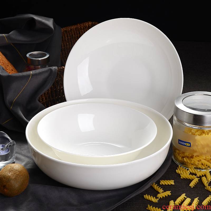 Tangshan ipads bowls large household big bowl white porcelain tableware of pottery and porcelain bowl of 9 inches soup bowl rainbow such as bowl stewed noodles bowl