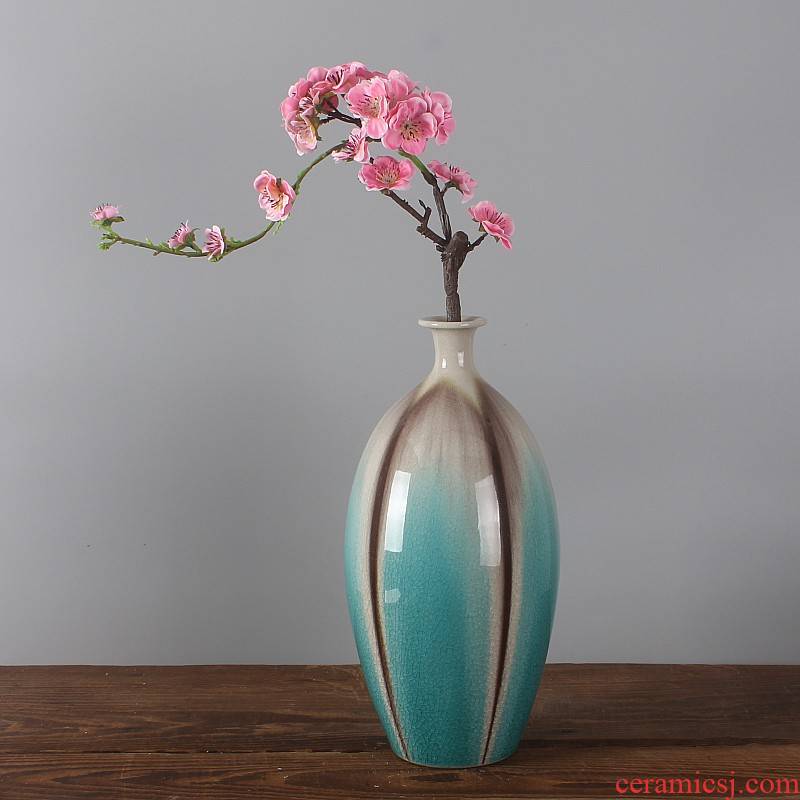 Jingdezhen malachite green glazed pottery up crack glaze art porcelain vase modern porcelain ornaments furnishing articles
