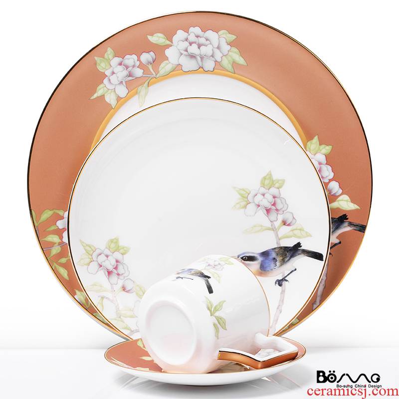 "Good steak flat ceramic painting of flowers and plate of the new Chinese style western - style food plate of household model of hotel room table set