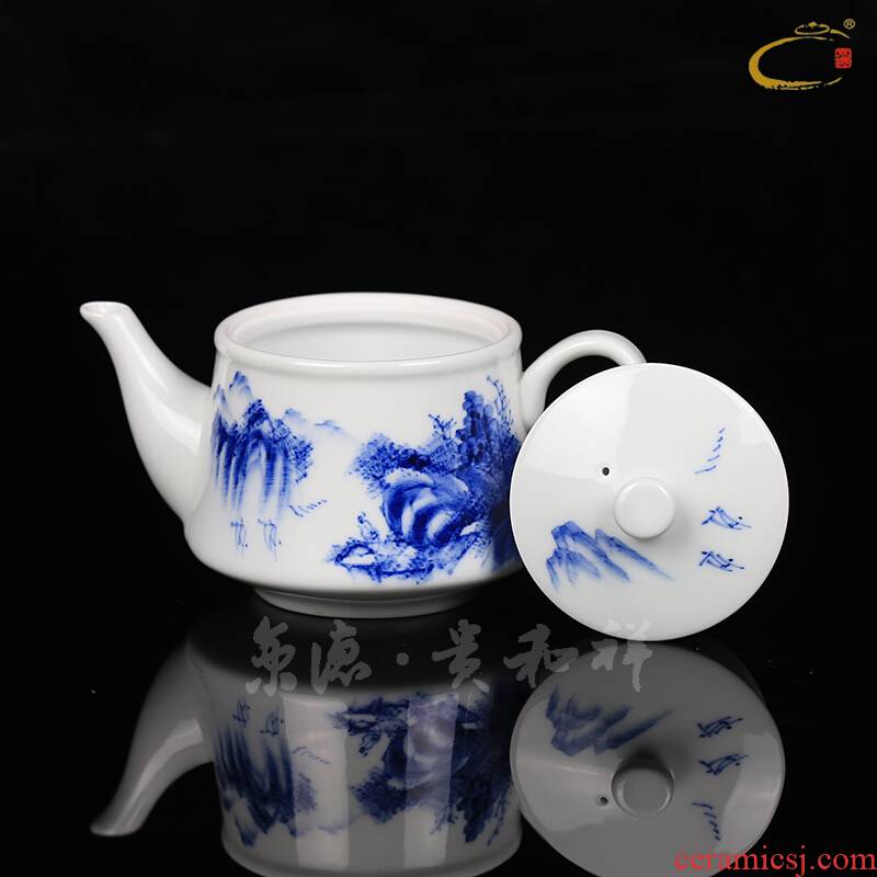 Blue and white landscape big jing DE and auspicious tureen teacups hand - made tureen sample tea cup jingdezhen kung fu tea kettle