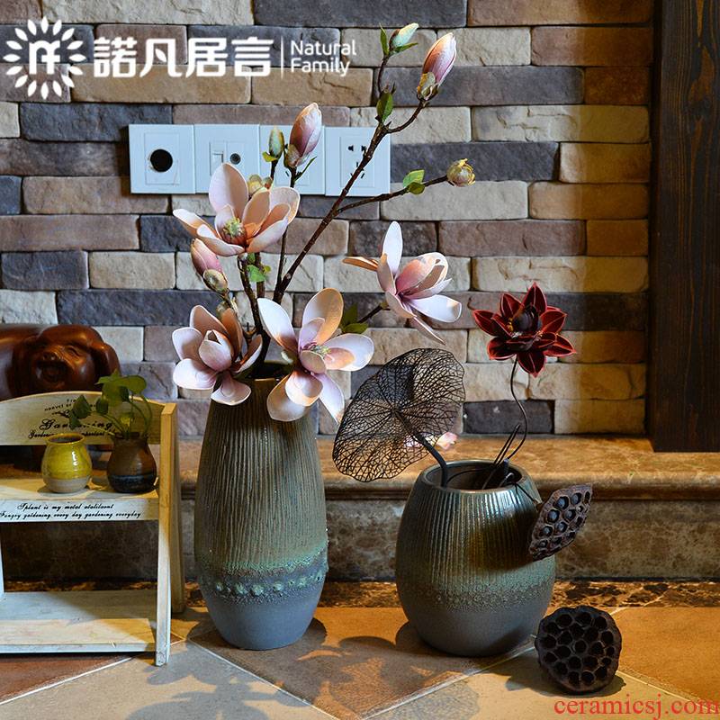 Ceramic vase sitting room hotel home furnishing articles coarse pottery contracted style restoring ancient ways of creative zen decoration in dried flowers