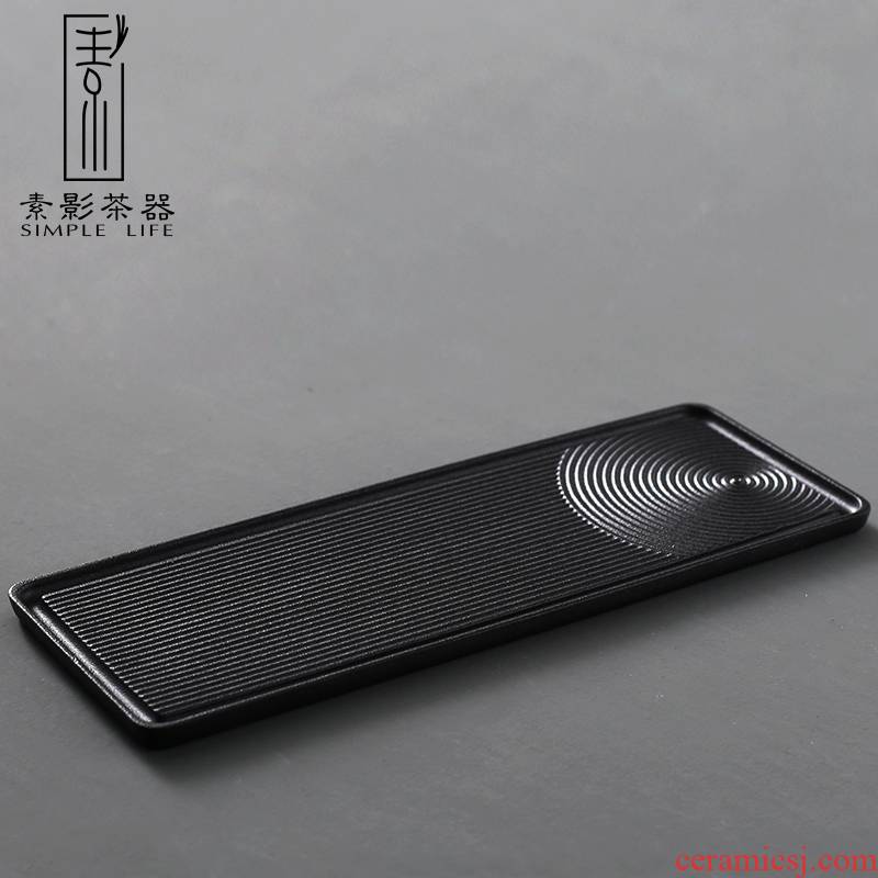 Element shadow rectangular black tea in a square kung fu tea tray ceramic thread monolayer zen coarse TaoGan mercifully