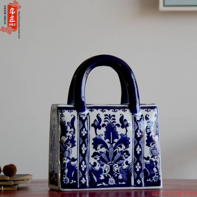 Porch is the key to the receive furnishing articles of jingdezhen ceramic housing, desktop sitting room adornment blue and white porcelain vase flower arrangement